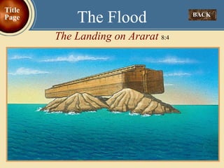 The Flood The Landing on Ararat  8:4 BACK  Title Page 