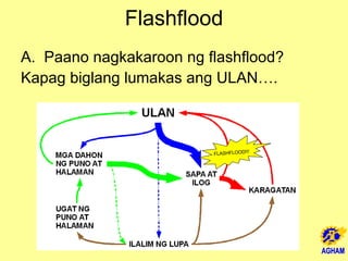 Flashflood Paano nagkakaroon ng flashflood? Kapag biglang lumakas ang ULAN…. FLASHFLOOD!!! 