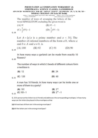 P&C worksheet class 11 (i) | DOCX