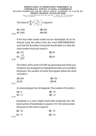 P&C worksheet class 11 (i) | DOCX
