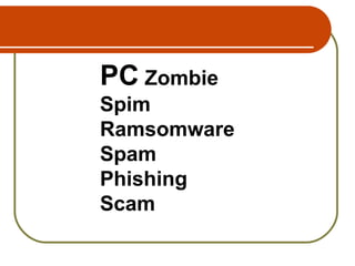 PC  Zombie Spim Ramsomware Spam Phishing Scam 