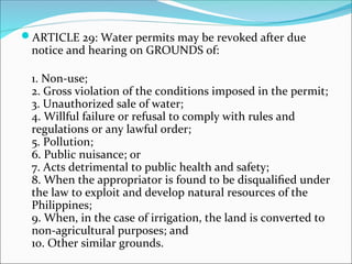 Pd 1067 Comprehensive Overview of PD 1067: The Water Code of the Philippines | PDF