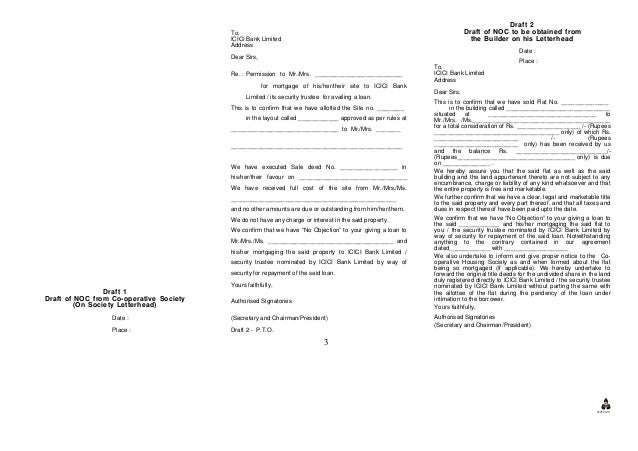 society no objection certificate format