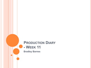 PRODUCTION DIARY
- WEEK 11
Bradley Barnes
 