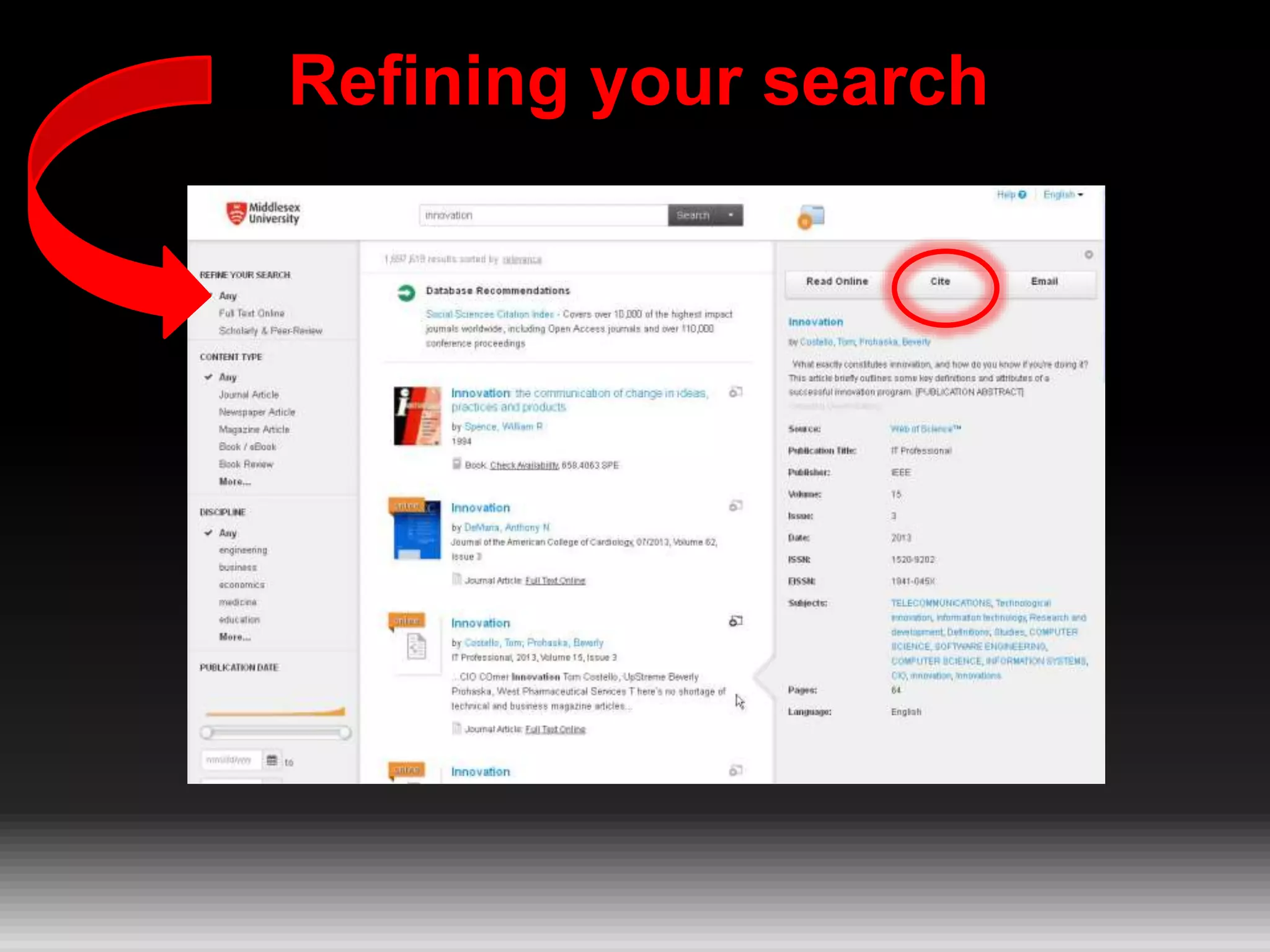 Refining your search
 