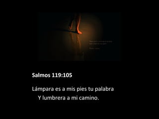 Salmos 119:105
Lámpara es a mis pies tu palabra
Y lumbrera a mi camino.

 