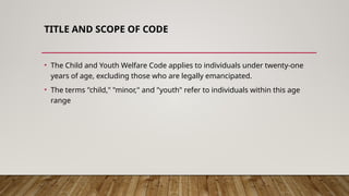 Presidential decree 603 or the Child and Youth Welfare Code, is a law ...