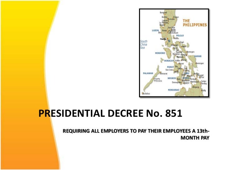 no. 851 decree presidential (p.d.) Pd851 no. 851 decree presidential (p.d.) Pd851