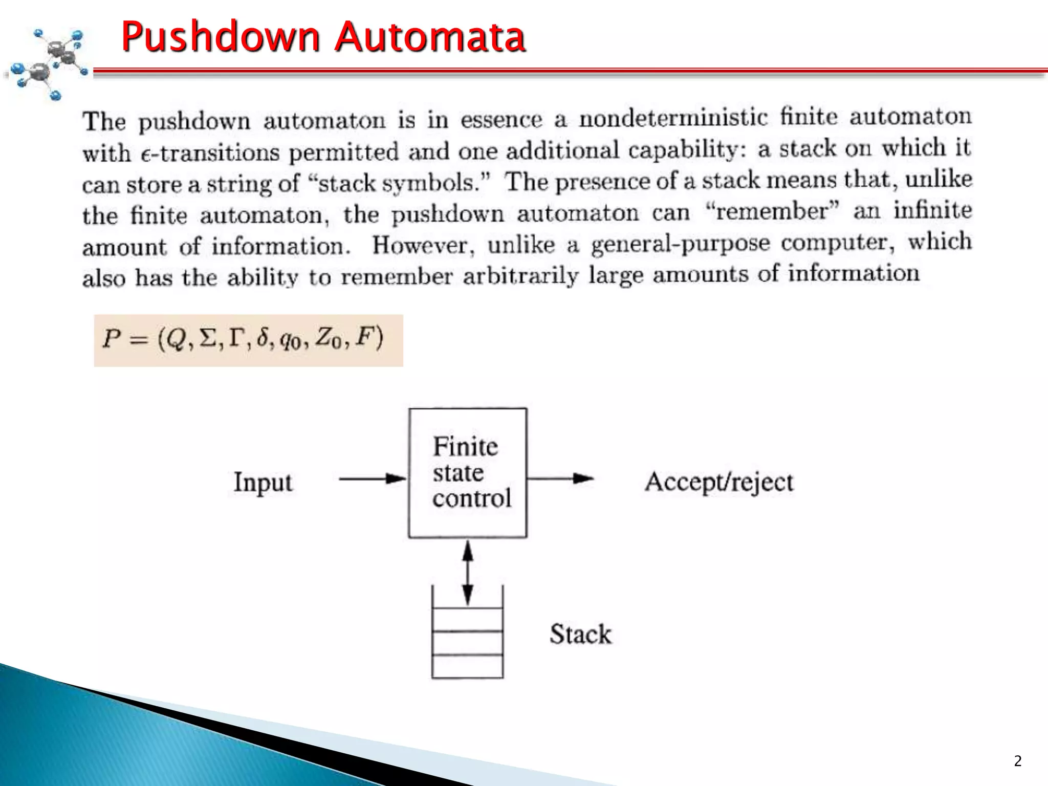 2
Pushdown Automata