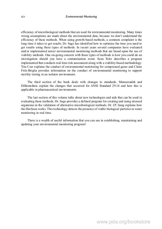 Pda book table of contentsenvironmental monitoring a comprehensive h…