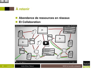 Institut Mines-Télécom
À retenir
 Abondance de ressources en réseaux
 Et Collaboration
12 2 juillet 2013 MOOC et nouvelles pédagogies
 