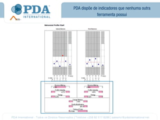 PDA dispõe de indicadores que nenhuma outra
             ferramenta possui
 