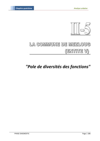 Chapitre quatrième                  Analyse urbaine




            "Pole de diversités des fonctions"




PHASE DIAGNOSTIC                              Page | 186
 