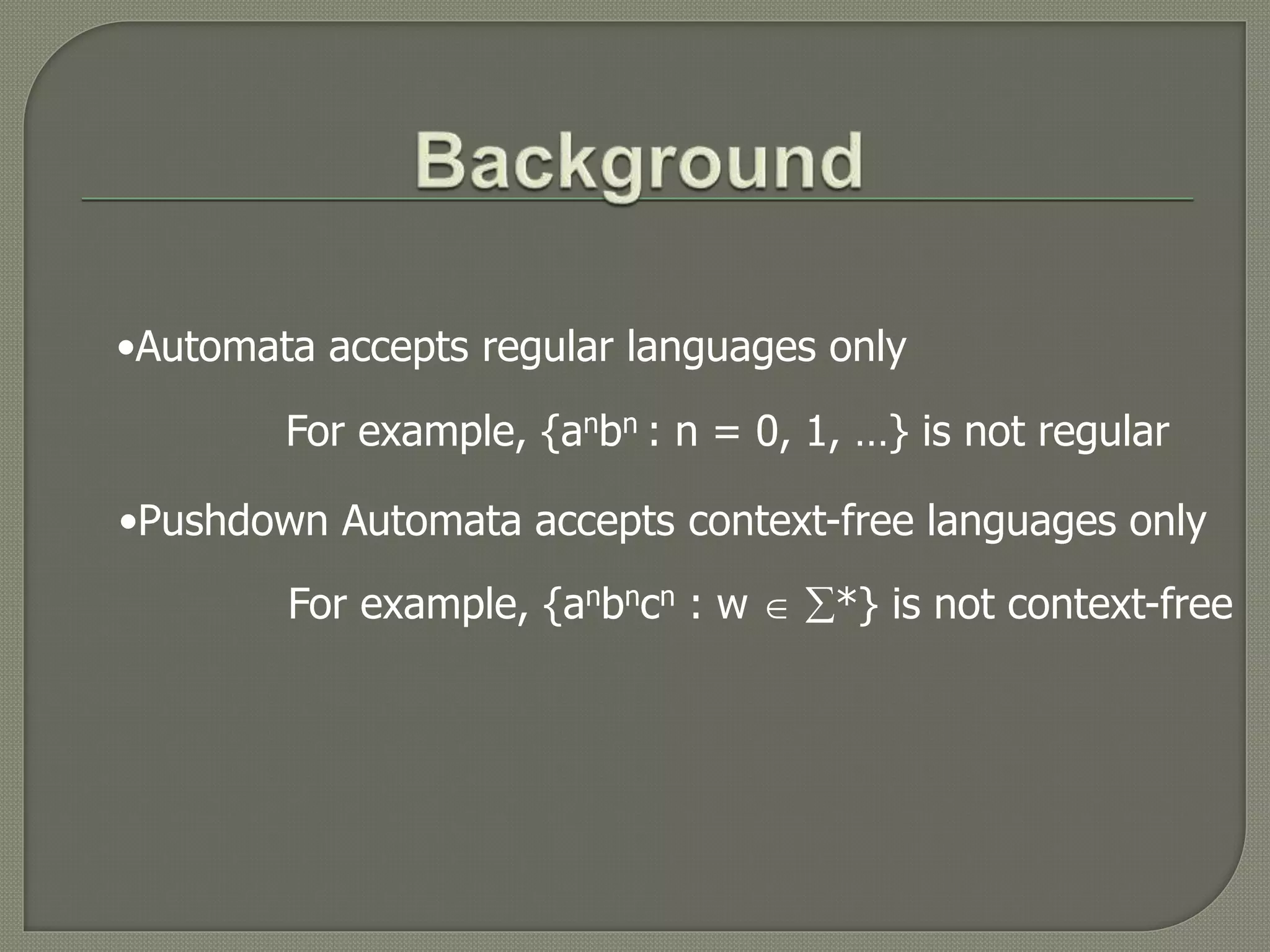 PUSH DOWN AUTOMATA VS TURING MACHINE | PPTX