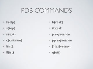Debugging with pdb in Python | PPT