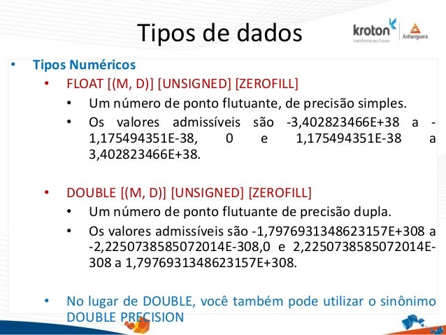 PDB Tipos de dados