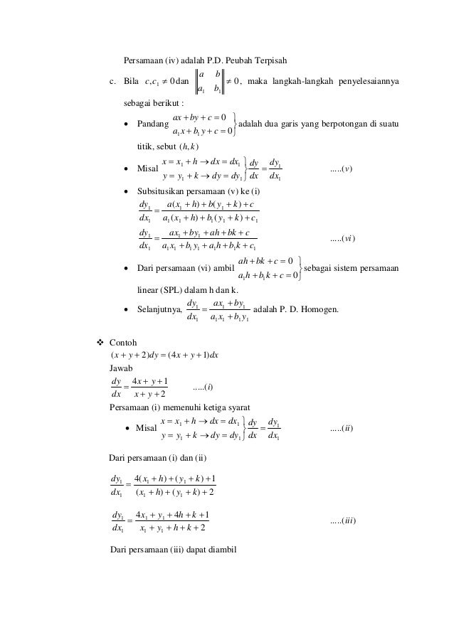 Persamaan Diferensial Biasa Pdb Orde 1