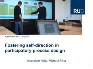 Fostering self-direction in participatory process design 1 Alexander Nolte, Michael Prilla 