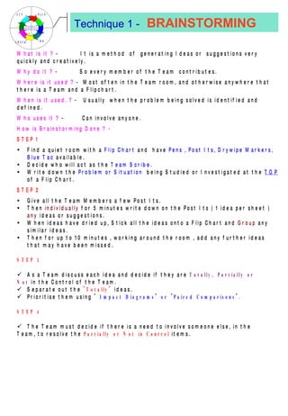 Technique 1 -   BRAINSTORMING 