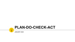 PLAN-DO-CHECK-ACT
JANUARY 2020
 