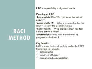 Reci Method Applying PDCA and RACI for Effective Corrective Measures in ...