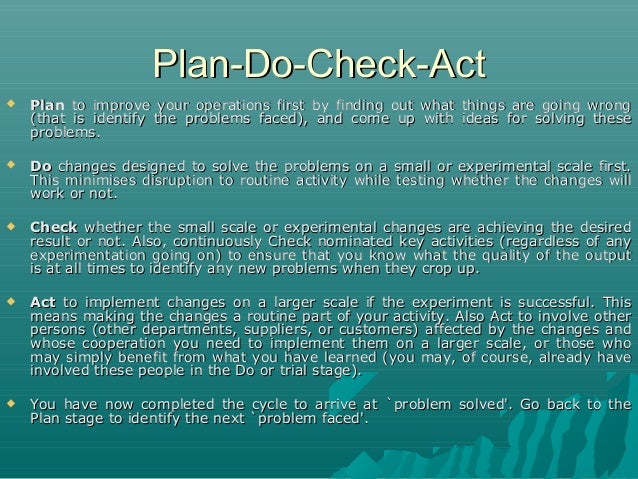 <strong>Paper On PLAN DO CHECK ACT (PDCA</strong>) - Agile Alliance Pdca process improvement plan template