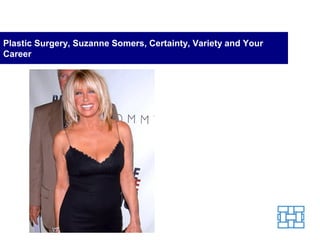 Plastic Surgery, Suzanne Somers, Certainty, Variety and Your
Career
 