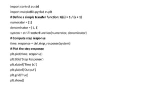 Comprehensive Guide to Control Systems and Python Simulation | PPTX