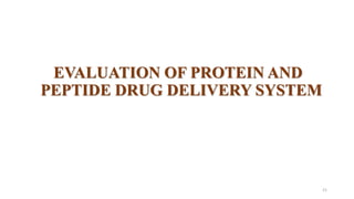 EVALUATION OF PROTEIN AND
PEPTIDE DRUG DELIVERY SYSTEM
21
 