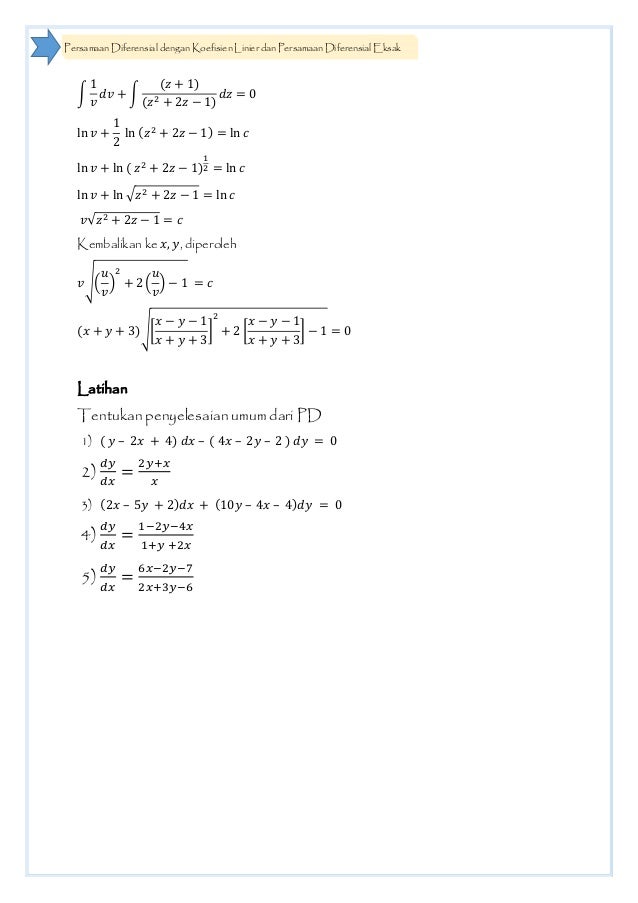 PD dengan Koefisien Linier dan PD Eksak