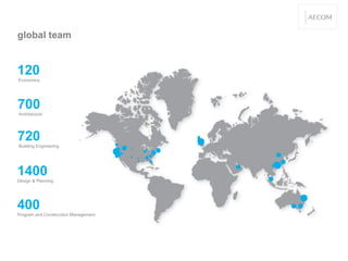 120 Economics 700 Architecture  720 Building Engineering  400 Program and Construction Management  1400 Design & Planning  global team 