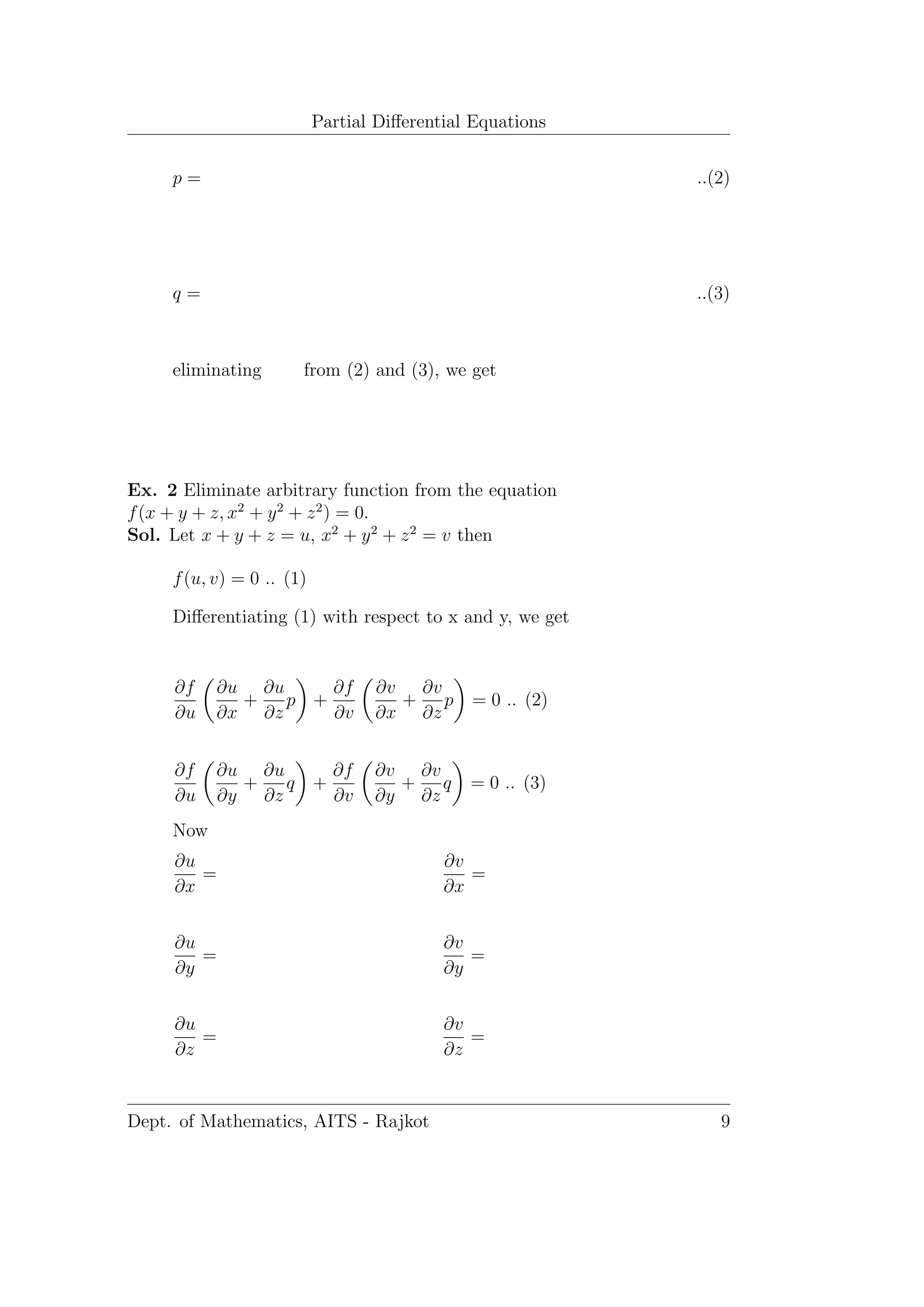 Partial Differential Equation - Notes | PDF