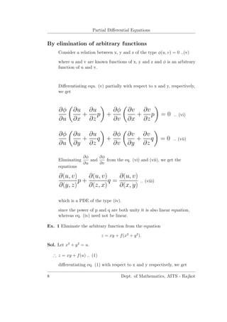 Partial Differential Equation - Notes | PDF