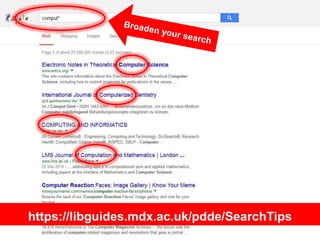 https://libguides.mdx.ac.uk/pdde/SearchTips
 