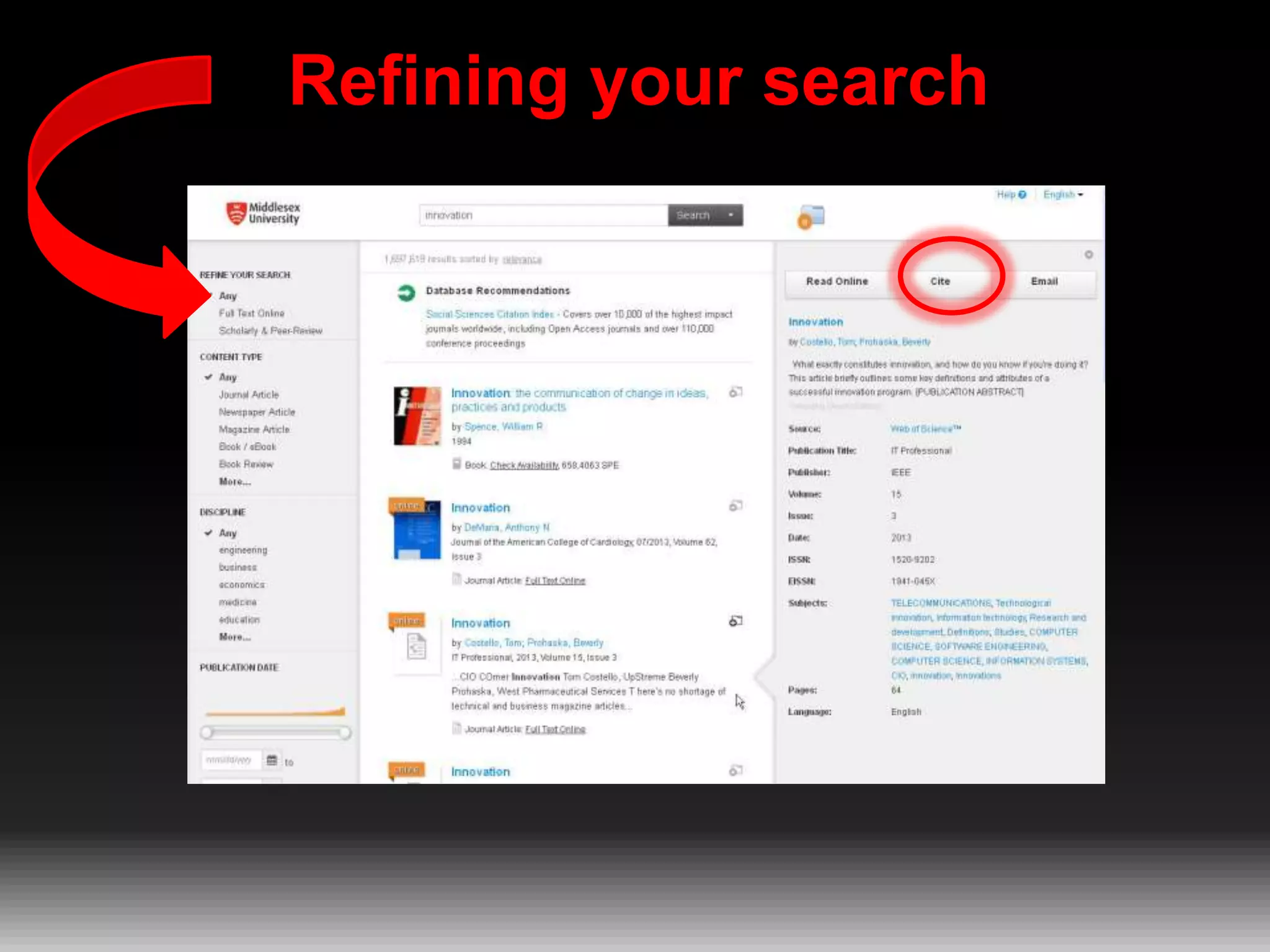 Refining your search

 