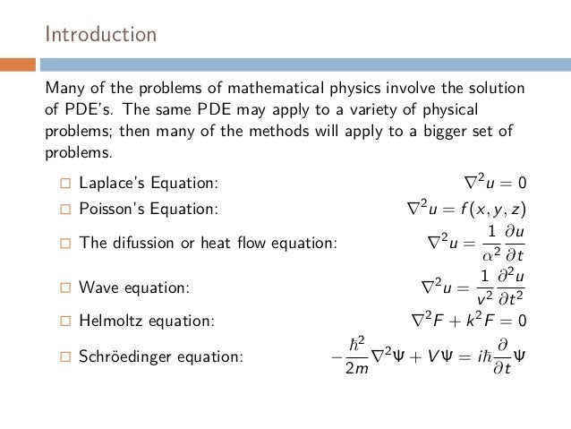 heat equation from partial differential equations Section 15: solution of partial differential equations the diffusion equation 15 1 wave equation continued first we finish off our calculation of the green. heat equation from partial differential equations Section 15: solution of partial differential equations the diffusion equation 15 1 wave equation continued first we finish off our calculation of the green.
