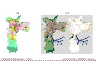 1972 2016
DO ZONEAMENTO DA CIDADE IDEAL E FORMAL... ... AO ZONEAMENTO DA CIDADE REAL E DESEJADA
 