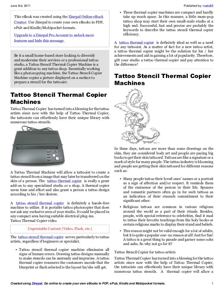 tattoo thermal copier machine