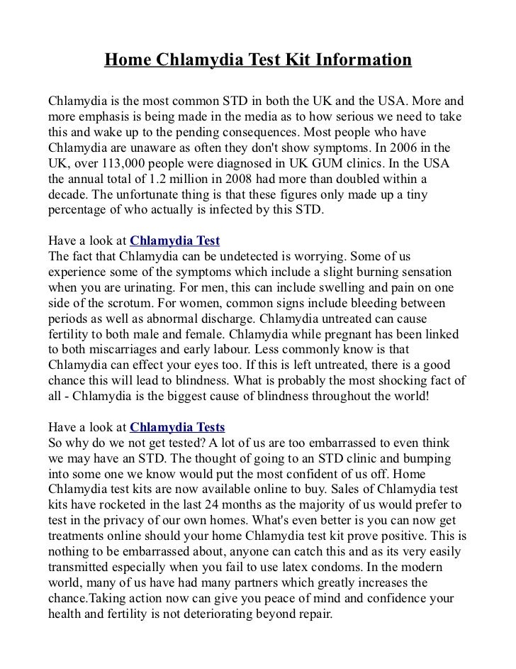 Home Chlamydia Test Kit Information