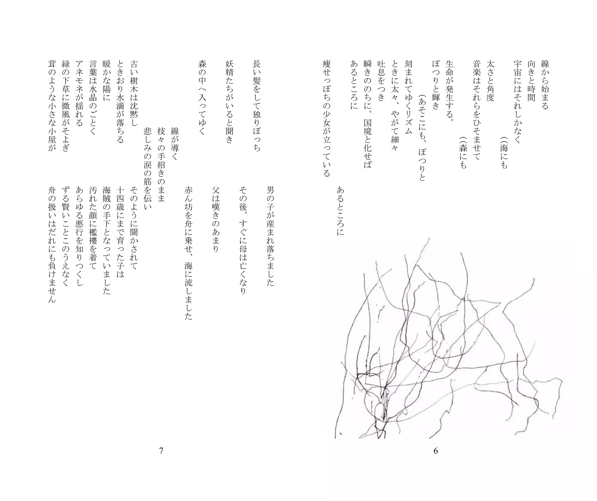茸           緑           ア           言           暖           と           古       　       　       　       　       森   　       妖   　       長   　       痩   　       あ   瞬   吐   と   刻   　       ぽ   生   　        音   太   　        宇   向   線
    の           の           ネ           葉           か           き           い       　       　       　       　       の   　       精   　       い   　       せ   　       る   き   息   き   ま   　       つ   命   　        楽   さ   　        宙   き   か
    よ           下           モ           は           な           お           樹       　       　       　       　       中   　       た   　       髪   　       っ   　       と   の   を   に   れ   　       り   が   　        は   と   　        に   と   ら
    う           草           ネ           水           陽           り           木       　       　       　       　       へ   　       ち   　       を   　       ぽ   　       こ   の   つ   太   て   　 （     と   発   　        そ   角   　        は   時   始
    な           に           が           晶           に           水           は       　       　       　       　       入   　       が   　       し   　       ち   　       ろ   ち   き   々   ゆ           輝   生   　        れ   度   　        そ   間   ま
                                                                                                                                                                                            あ
    小           微           揺           の       　               滴           沈       　       　       　       　       っ   　       い   　       て   　       の   　       に   に       、   く           き   す   　        ら       　        れ       る
                                                                                                                                                                                            そ
    さ           風           れ           ご       　               が           黙       　       　       　       　       て   　       る   　       独   　       少   　           、       や   リ               る   　        を       　        し
                                                                                                                                                                                            こ
    な           が           る           と       　               落           し       　       　       　       　       ゆ   　       と   　       り   　       女   　           国       が   ズ               。   　        ひ       　        か
                                                                                                                                                                                            に
    小           そ       　               く       　               ち       　               悲       枝       線   　       く   　       聞   　       ぼ   　       が   　           境       て   ム                   　 （      そ       　 （      な
                                                                                                                                                                                            も
    屋           よ       　           　           　               る       　               し       々       が   　           　       き   　       っ   　       立   　           と       細                           （    ま           （    く
                                                                                                                                                                                            、
    が           ぎ       　           　           　           　           　               み       の       導   　           　           　       ち   　       っ   　           化       々                            森   せ            海
                                                                                                                                                                                            ぽ
　           　           　           　           　           　           　               の       手       く   　           　           　           　       て   　           せ                                    に   て            に
                                                                                                                                                                                            つ
　           　           　           　           　           　           　               涙       招           　           　           　           　       い   　           ば                                    も                も
                                                                                                                                                                                            り
　           　           　           　           　           　           　               の       き           　           　           　           　       る   　                               と
　           　           　           　           　           　           　               筋       の           　           　           　           　           　
        舟           ず           あ           汚           海           十           そ       を       ま               赤           父           そ           男           あ
        の           る           ら           れ           賊           四           の       伝       ま               ん           は           の           の           る
        扱           賢           ゆ           た           の           歳           よ       い                       坊           嘆           後           子           と
        い           い           る           顔           手           に           う                               を           き           、           が           こ
        は           こ           悪           に           下           ま           に                               舟           の           す           産           ろ
        だ           と           行           襤           と           で           聞                               に           あ           ぐ           ま           に
        れ           こ           を           褸           な           育           か                               乗           ま           に           れ
        に           の           知           を           っ           っ           さ                               せ           り           母           落
        も           う           り           着           て           た           れ                               、                       は           ち
        負           え           つ           て           い           子           て                               海                       亡           ま
        け           な           く                       ま           は                                           に                       く           し
        ま           く           し                       し                                                       流                       な           た
        せ                                               た                                                       し                       り
        ん                                                                                                       ま
                                                                                                                し
                                                                                                                た




                                                                                                7                                                                                               6
 