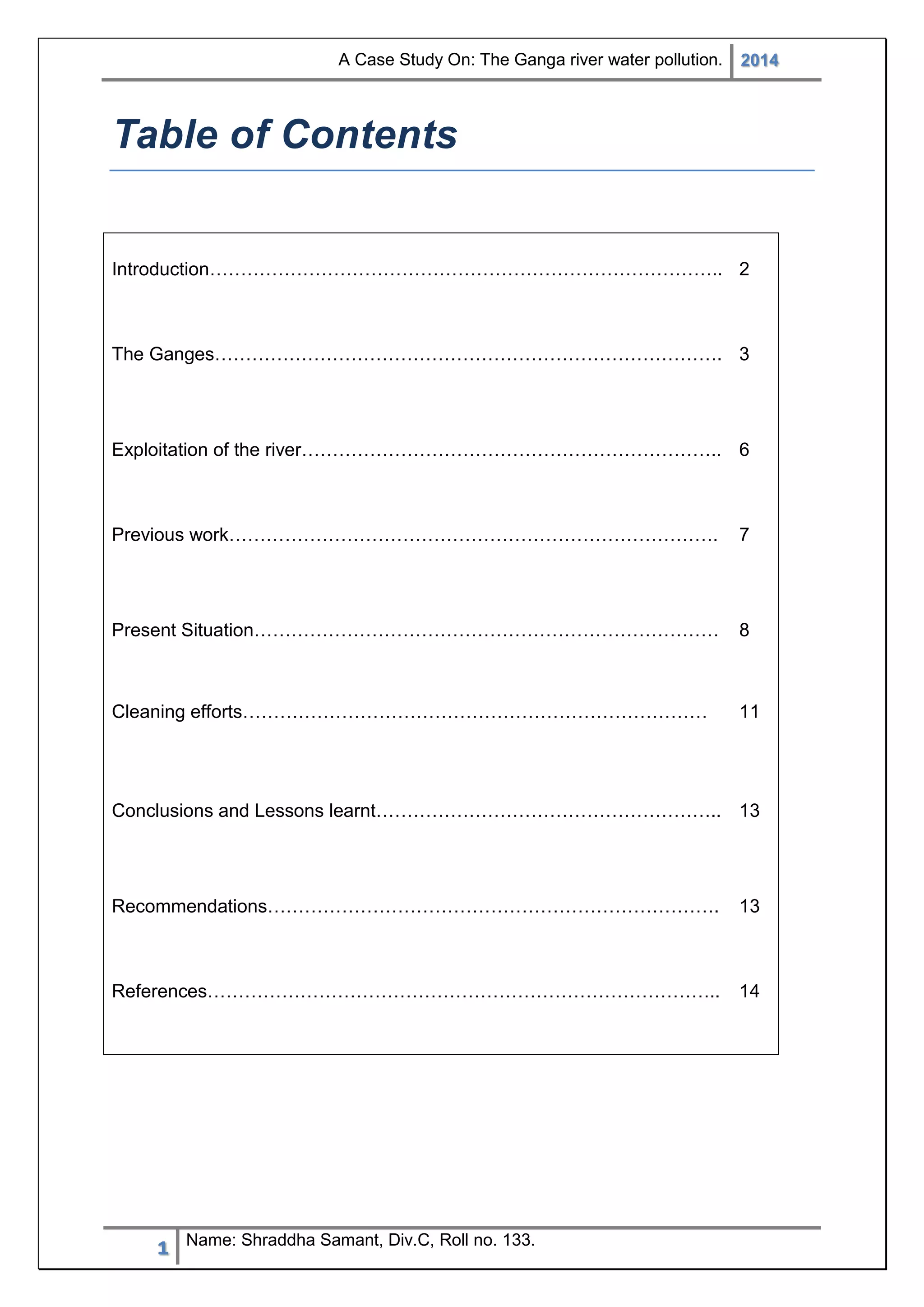 Case study on: Ganga water pollution | PDF