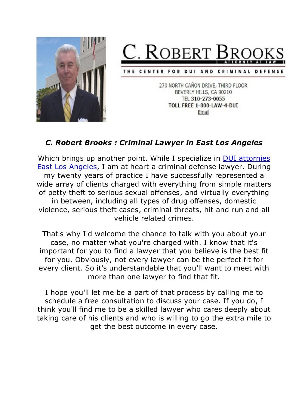 C. Robert Brooks Criminal Lawyer in East Los Angeles