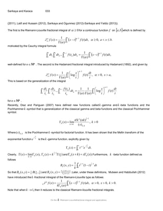 On the k-Riemann-Liouville fractional integral and applications | PDF