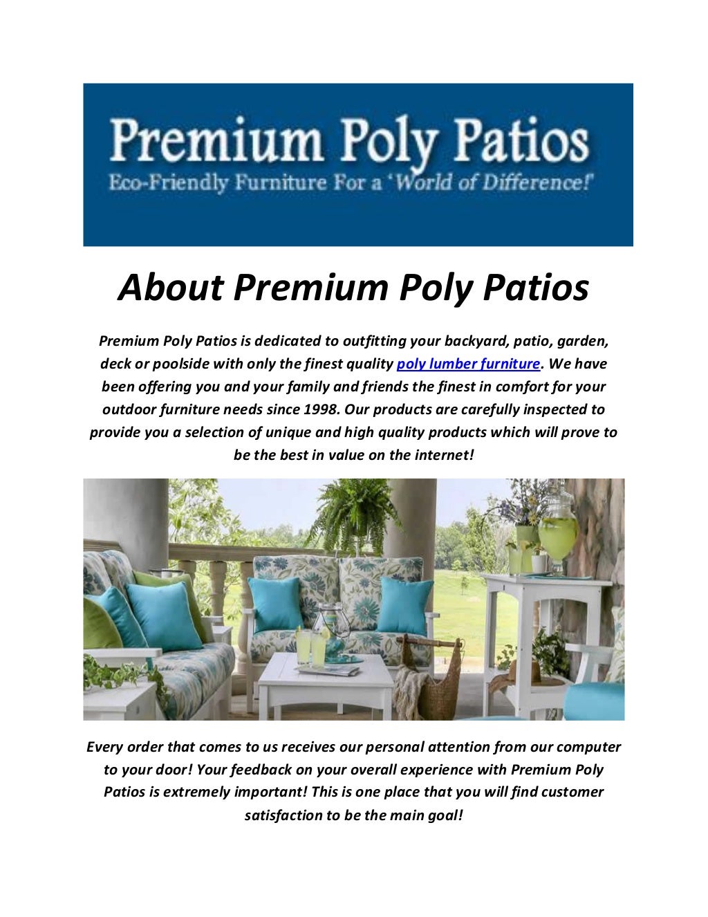 Premium Poly Patios Picnic Table