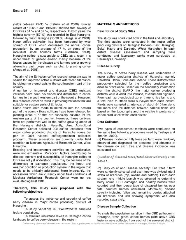 Coffee berry disease (Colletotrichum kahawae) status, pathogenic var…