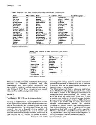 Food security in India and States: key challenges and policy option | PDF
