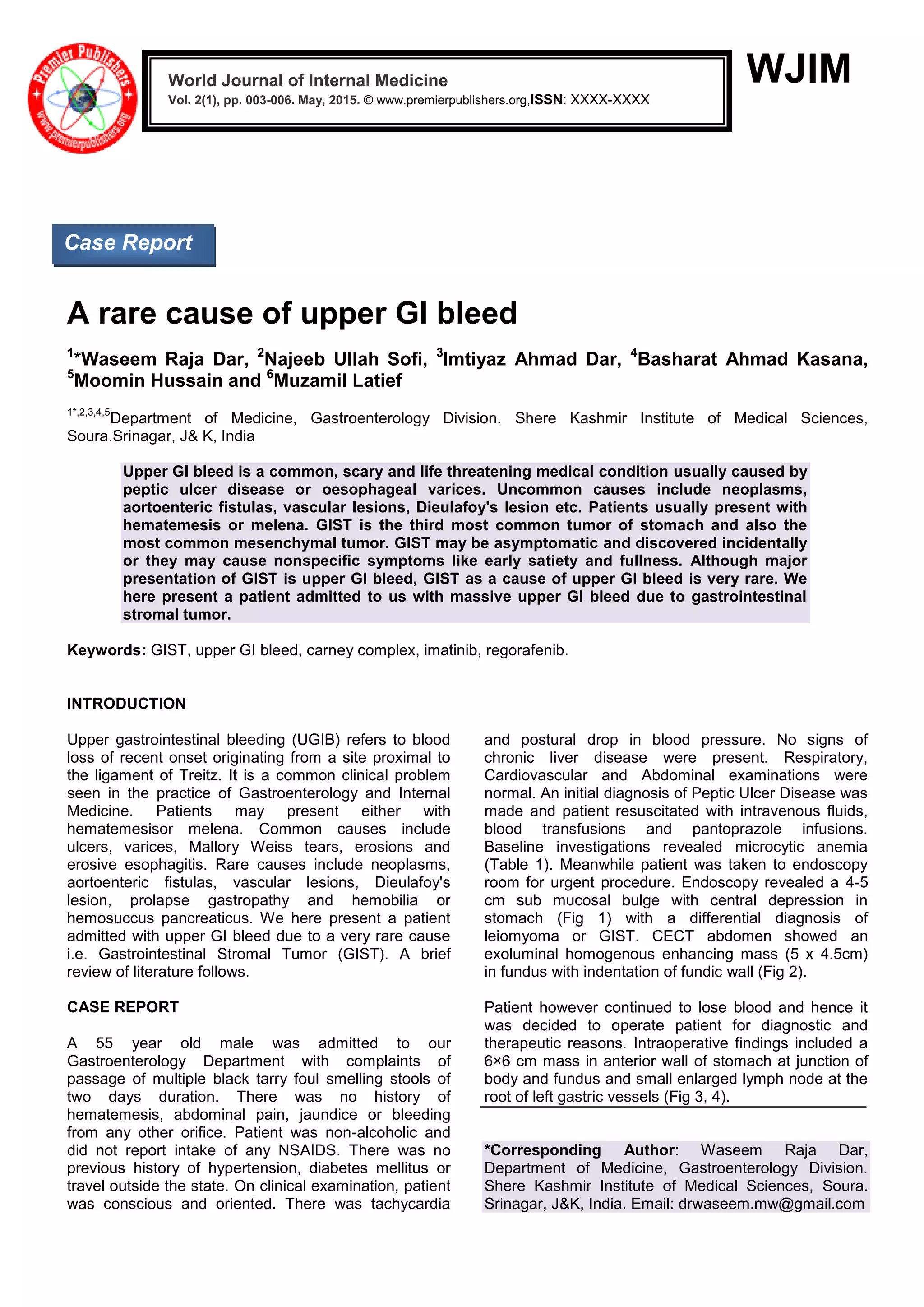 A rare cause of upper GI bleed | PDF