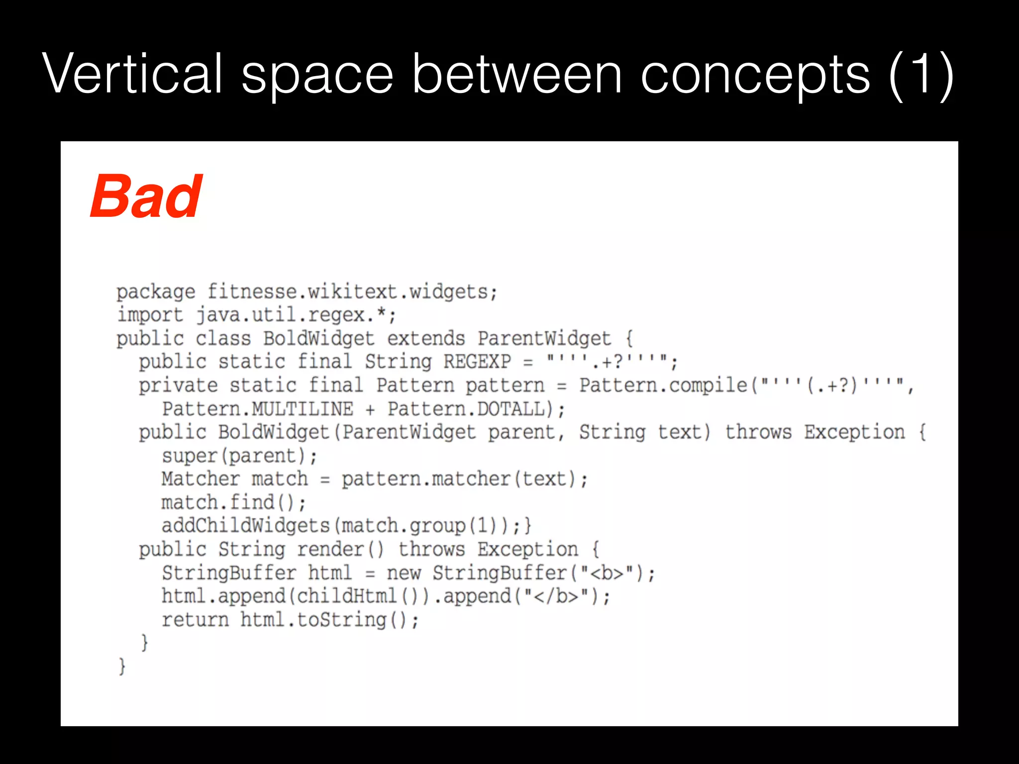 Vertical space between concepts (1)
Bad
 