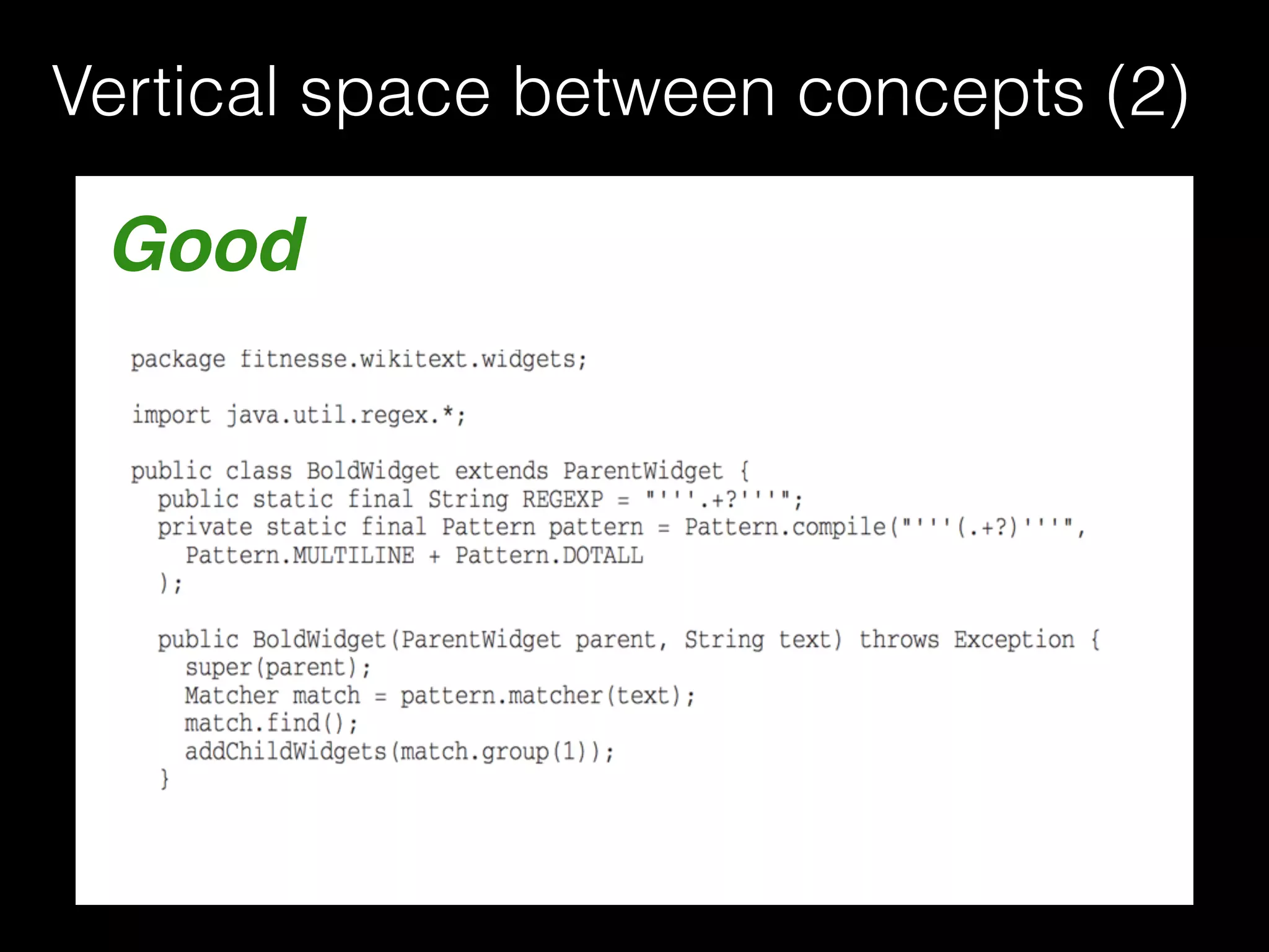Good
Vertical space between concepts (2)
 
