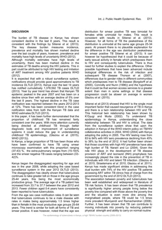 The epidemiology of tuberculosis in Kenya, a high TB/HIV burden country ...